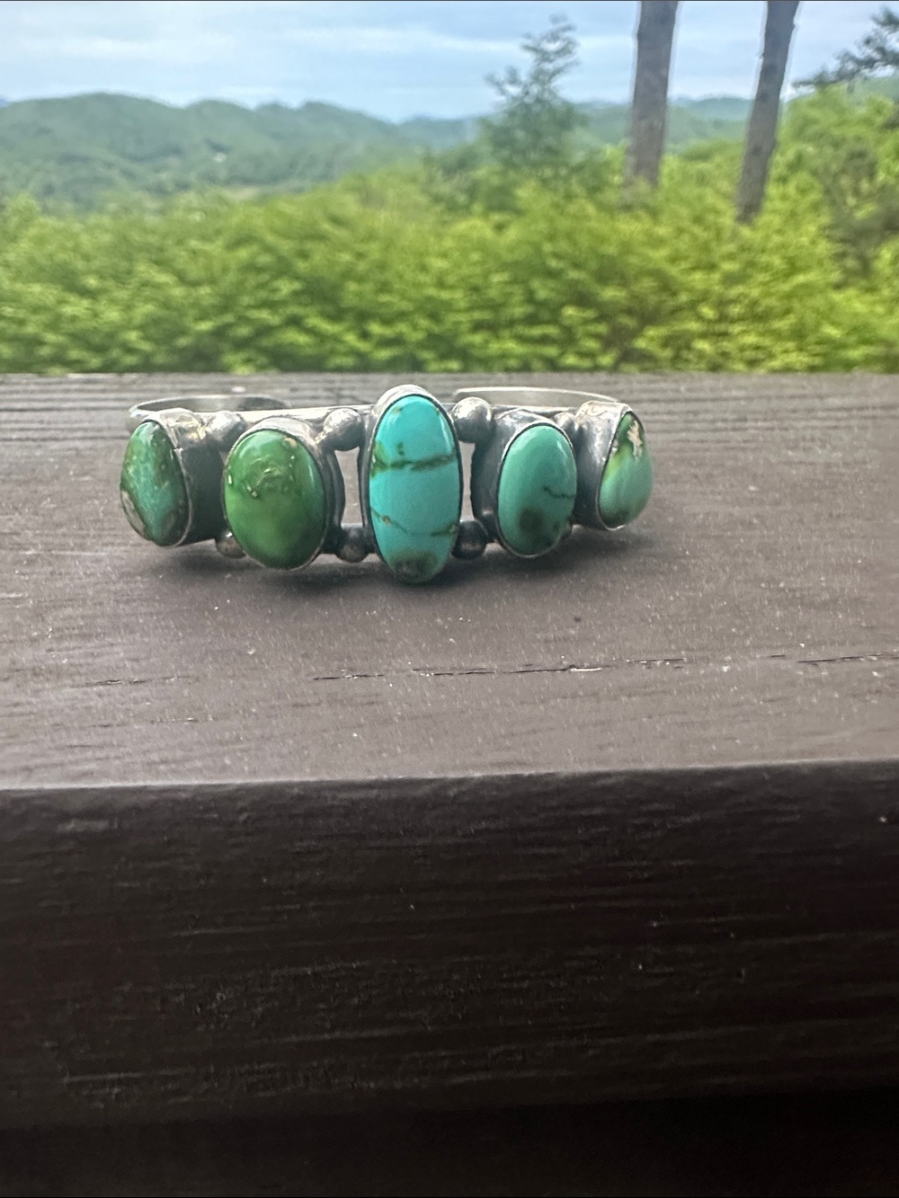 Navajo Augustine Largo Sonoran Turquoise & Sterling Silver Cuff Bracelet